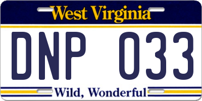 WV license plate DNP033