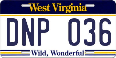 WV license plate DNP036
