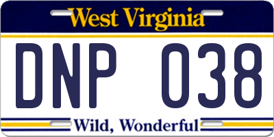WV license plate DNP038