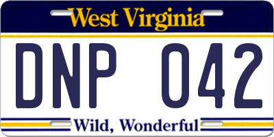 WV license plate DNP042
