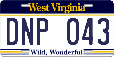 WV license plate DNP043