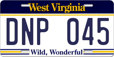 WV license plate DNP045