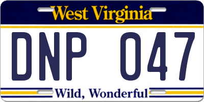 WV license plate DNP047