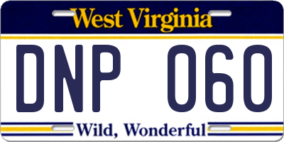 WV license plate DNP060