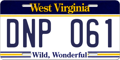 WV license plate DNP061