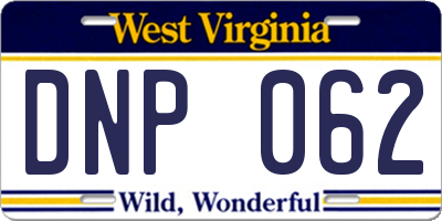WV license plate DNP062