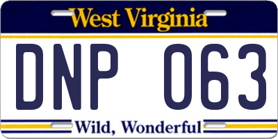 WV license plate DNP063