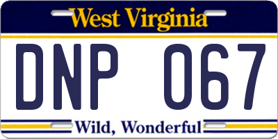WV license plate DNP067