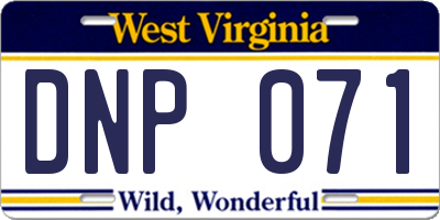 WV license plate DNP071