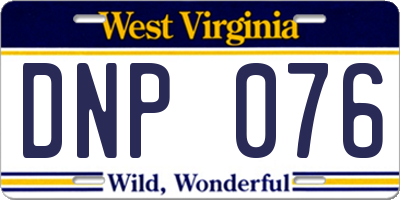 WV license plate DNP076