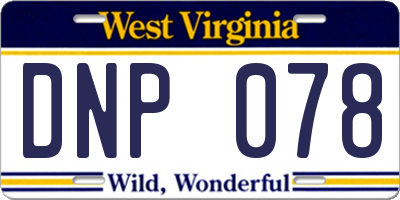 WV license plate DNP078