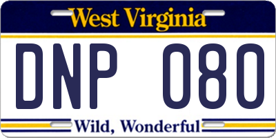 WV license plate DNP080
