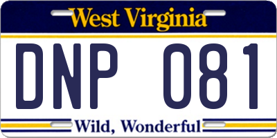 WV license plate DNP081