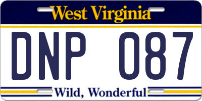 WV license plate DNP087