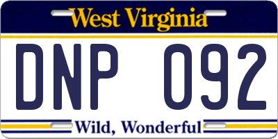 WV license plate DNP092