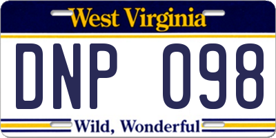 WV license plate DNP098