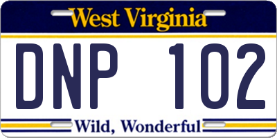 WV license plate DNP102