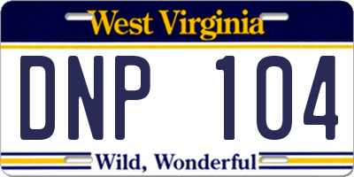 WV license plate DNP104