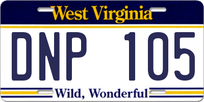 WV license plate DNP105