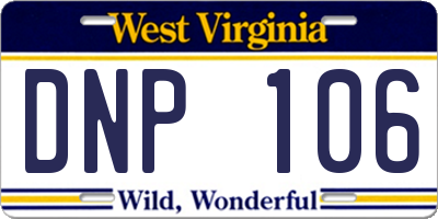 WV license plate DNP106