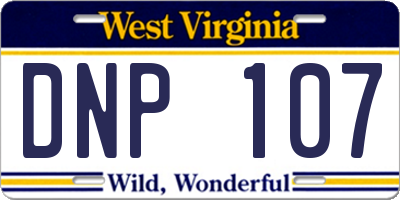 WV license plate DNP107