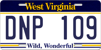 WV license plate DNP109