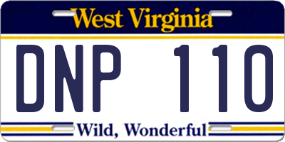 WV license plate DNP110