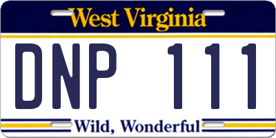 WV license plate DNP111