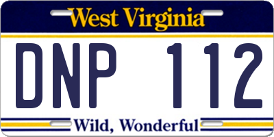 WV license plate DNP112