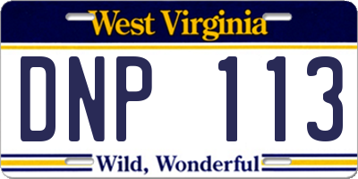 WV license plate DNP113