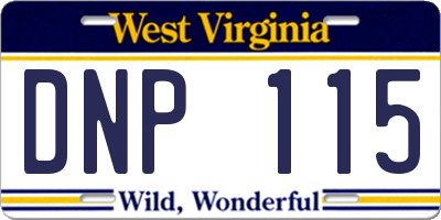 WV license plate DNP115