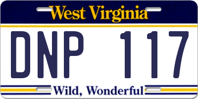 WV license plate DNP117