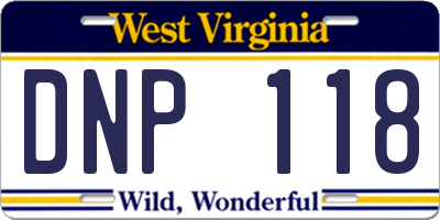WV license plate DNP118