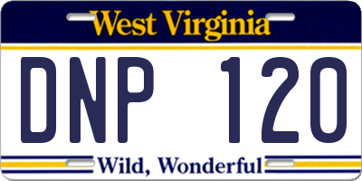 WV license plate DNP120