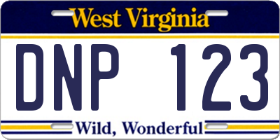 WV license plate DNP123