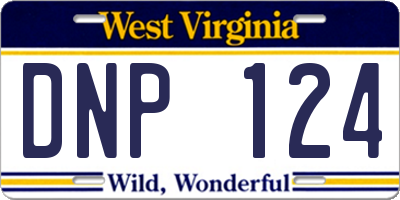 WV license plate DNP124