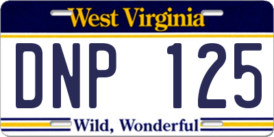 WV license plate DNP125