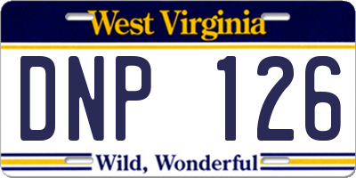 WV license plate DNP126