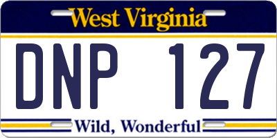 WV license plate DNP127