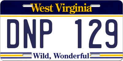 WV license plate DNP129