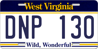WV license plate DNP130