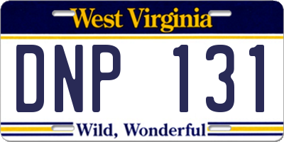 WV license plate DNP131