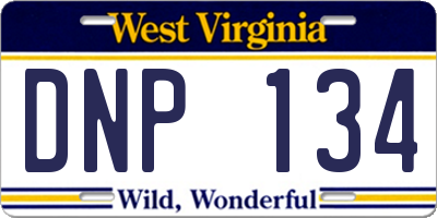 WV license plate DNP134