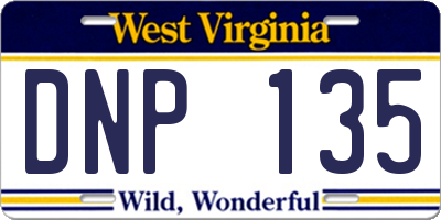 WV license plate DNP135