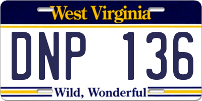 WV license plate DNP136