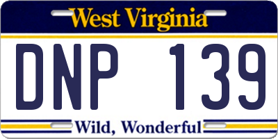 WV license plate DNP139