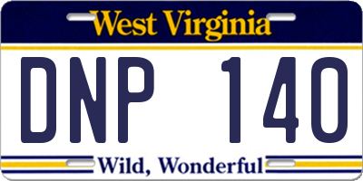WV license plate DNP140