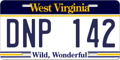 WV license plate DNP142