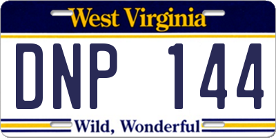 WV license plate DNP144