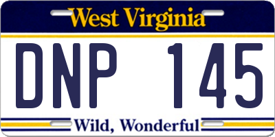 WV license plate DNP145